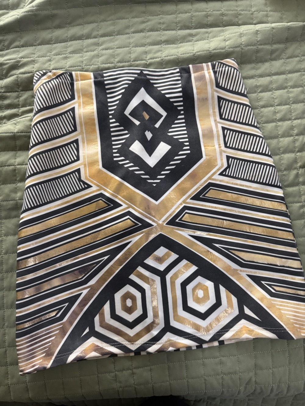 Forever 21 Black, White & Gold Geometric Bodycon Skirt